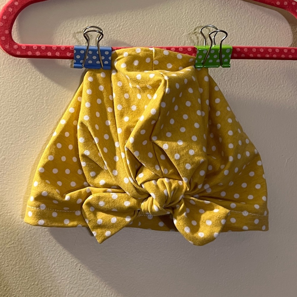 TURBANS FOR TOTS BOW HAT BEANIE TURBAN BABY HEAD WRAP HEADBAND CAP POLKADOTS DOT